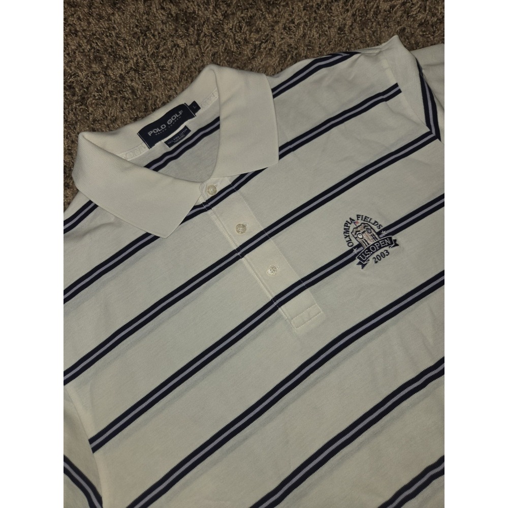 Vtg Polo Golf Ralph Lauren 2003 US Open Olympia Fields Pima Cotton Polo Shirt L